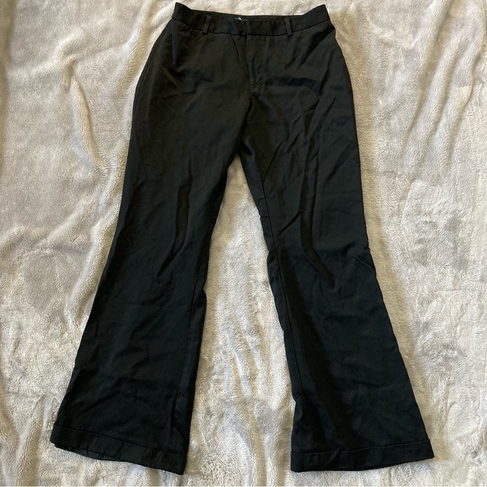 Ralph Lauren Blue Label 100% Wool Black Cuffed Wide Leg Dress Trouser Pants Size - Picture 7 of 12